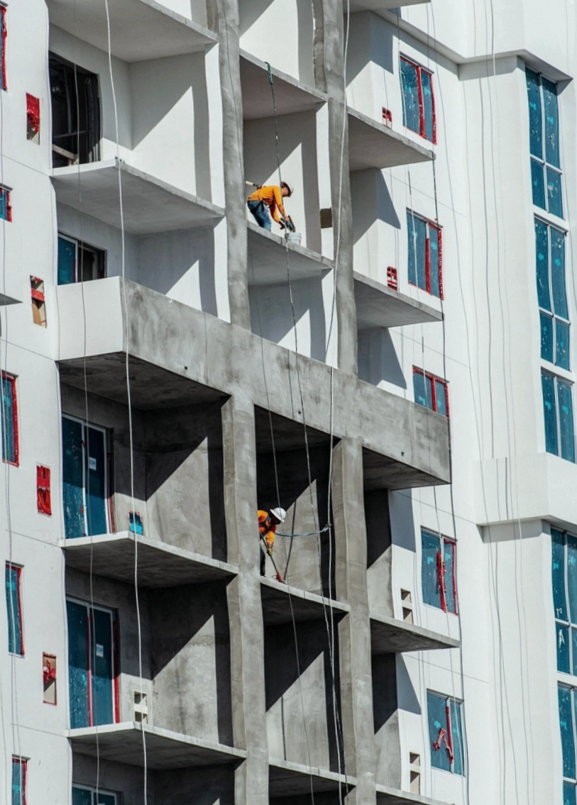 Glad gestucte wanden in een appartement op de Kop van Zuid vlak voor de schilderbeurt